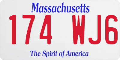 MA license plate 174WJ6