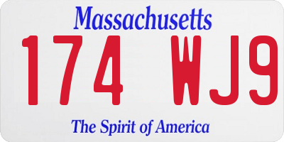 MA license plate 174WJ9