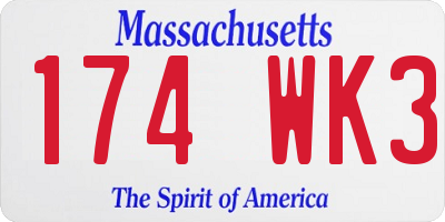 MA license plate 174WK3