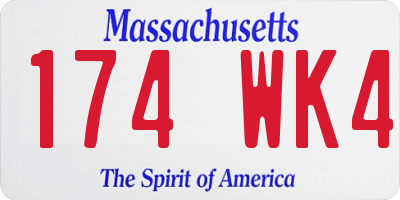 MA license plate 174WK4