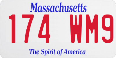 MA license plate 174WM9