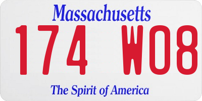 MA license plate 174WO8