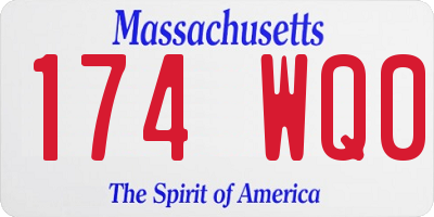 MA license plate 174WQ0