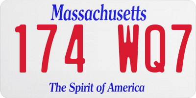 MA license plate 174WQ7