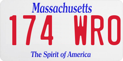 MA license plate 174WR0