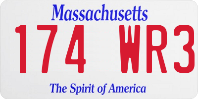 MA license plate 174WR3