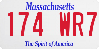 MA license plate 174WR7