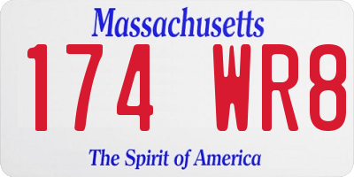 MA license plate 174WR8
