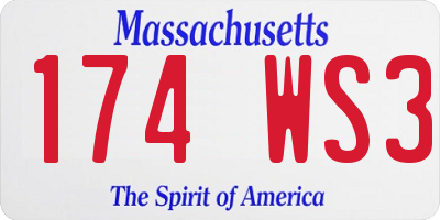 MA license plate 174WS3