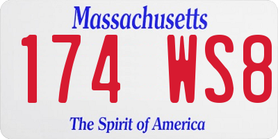 MA license plate 174WS8
