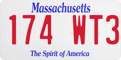 MA license plate 174WT3
