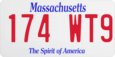 MA license plate 174WT9