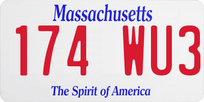 MA license plate 174WU3
