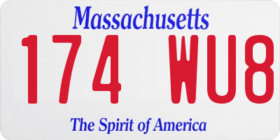 MA license plate 174WU8