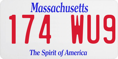 MA license plate 174WU9