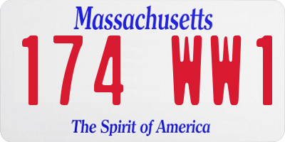 MA license plate 174WW1