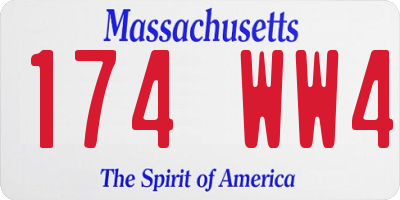 MA license plate 174WW4