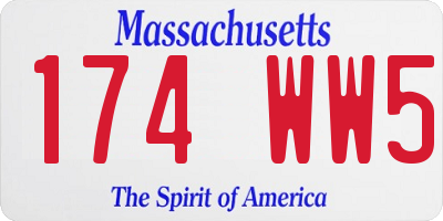 MA license plate 174WW5