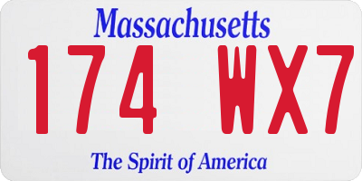 MA license plate 174WX7