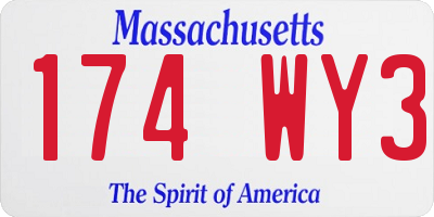 MA license plate 174WY3