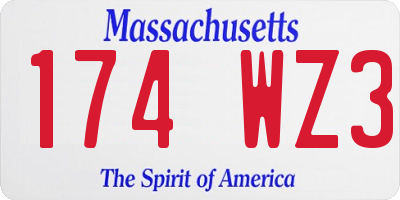 MA license plate 174WZ3