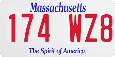 MA license plate 174WZ8