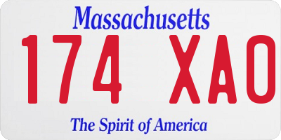 MA license plate 174XA0