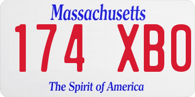 MA license plate 174XB0