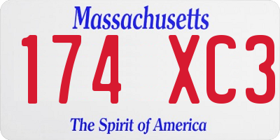 MA license plate 174XC3
