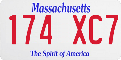 MA license plate 174XC7