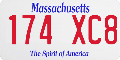 MA license plate 174XC8