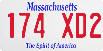 MA license plate 174XD2