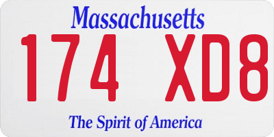 MA license plate 174XD8