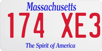MA license plate 174XE3