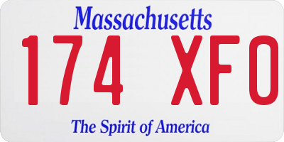 MA license plate 174XF0