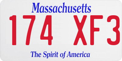 MA license plate 174XF3