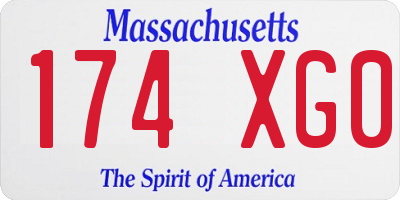 MA license plate 174XG0
