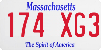 MA license plate 174XG3