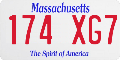 MA license plate 174XG7