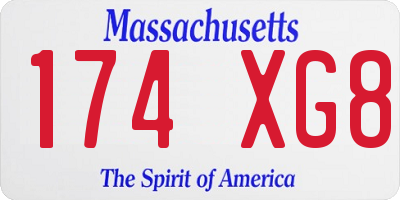MA license plate 174XG8