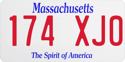 MA license plate 174XJ0