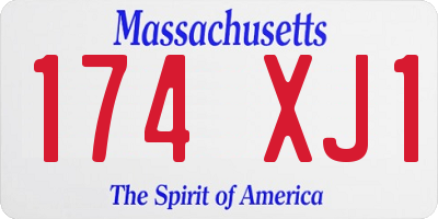 MA license plate 174XJ1