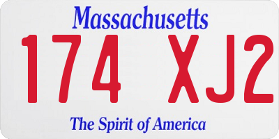 MA license plate 174XJ2