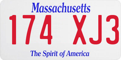 MA license plate 174XJ3