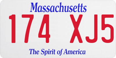 MA license plate 174XJ5