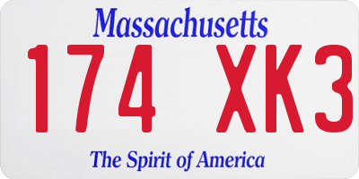 MA license plate 174XK3