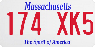 MA license plate 174XK5