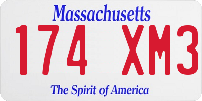 MA license plate 174XM3