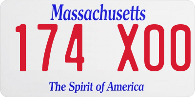 MA license plate 174XO0