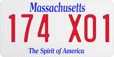 MA license plate 174XO1